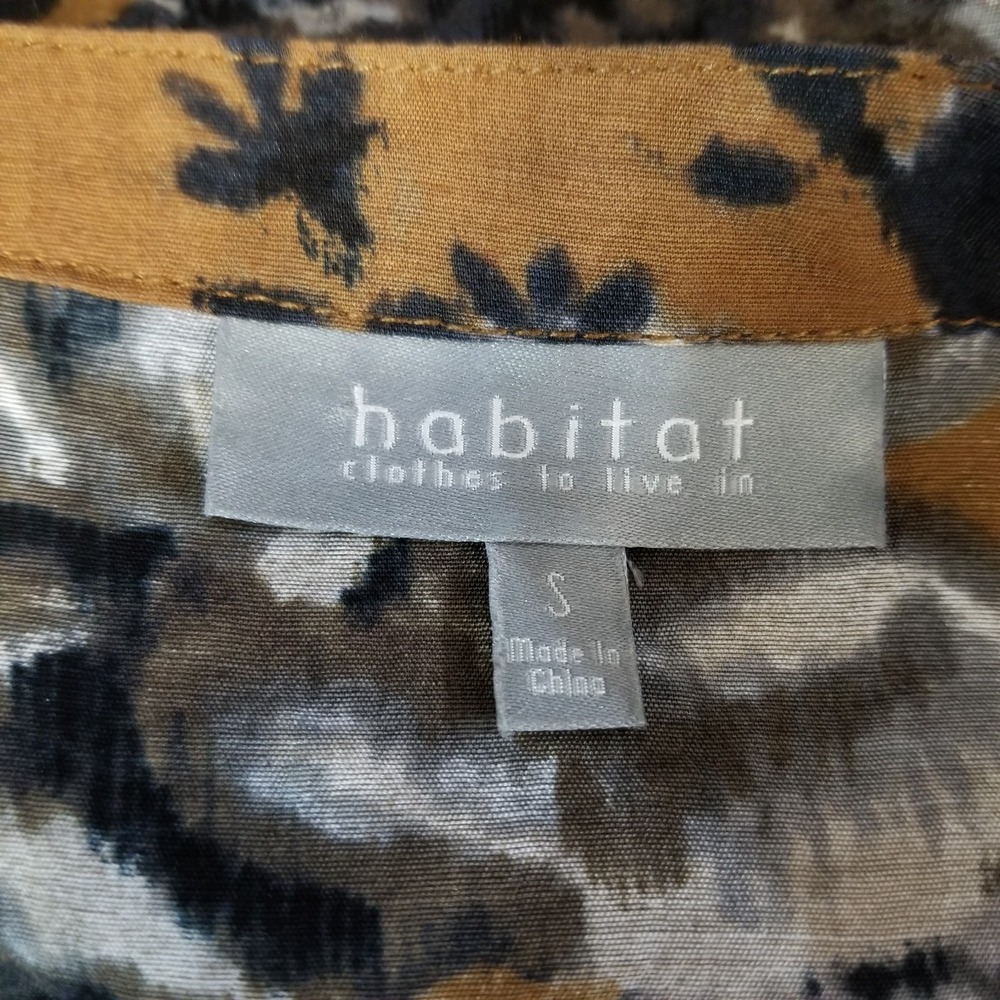 Habitat Blouse Women Small Brown Floral Peplum Lagenlook Lightweight Flowy - Picture 7 of 9